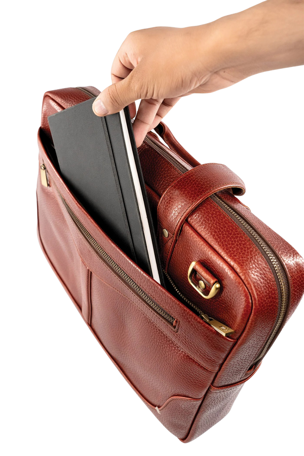 Casnom Laptop Brown Leather Bag