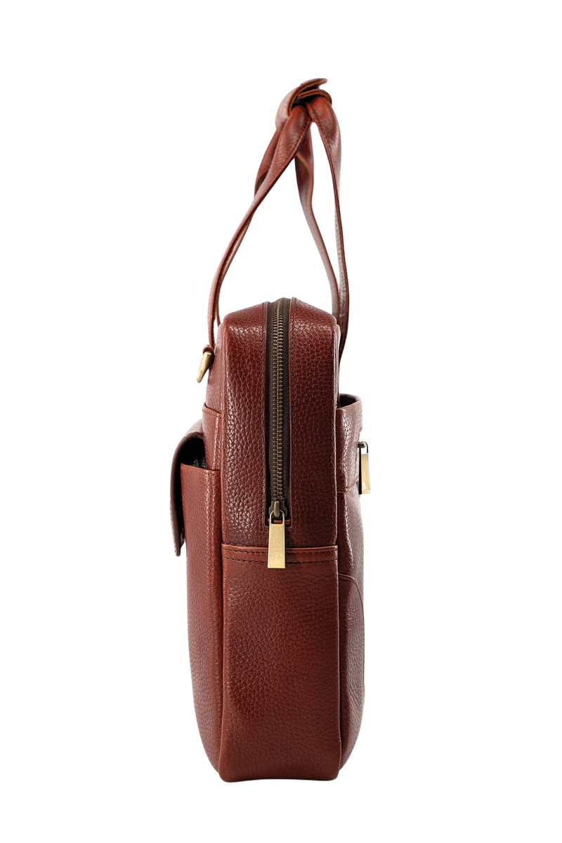 Casnom Laptop Brown Leather Bag