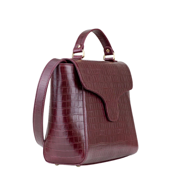 Casnom Deep, Brownish-Red Ladies leather Hand Bag