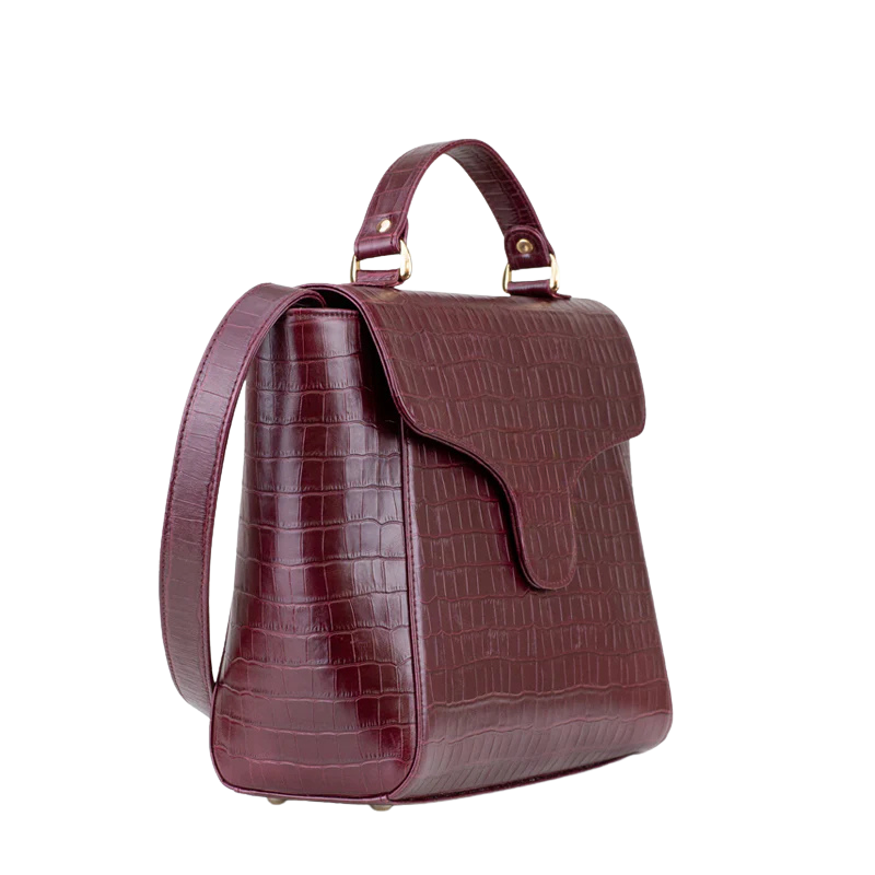 Casnom Deep, Brownish-Red Ladies leather Hand Bag