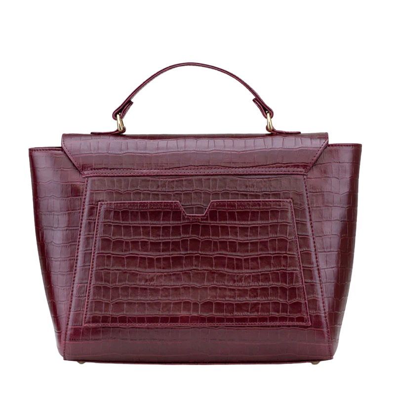 Casnom Deep, Brownish-Red Ladies leather Hand Bag