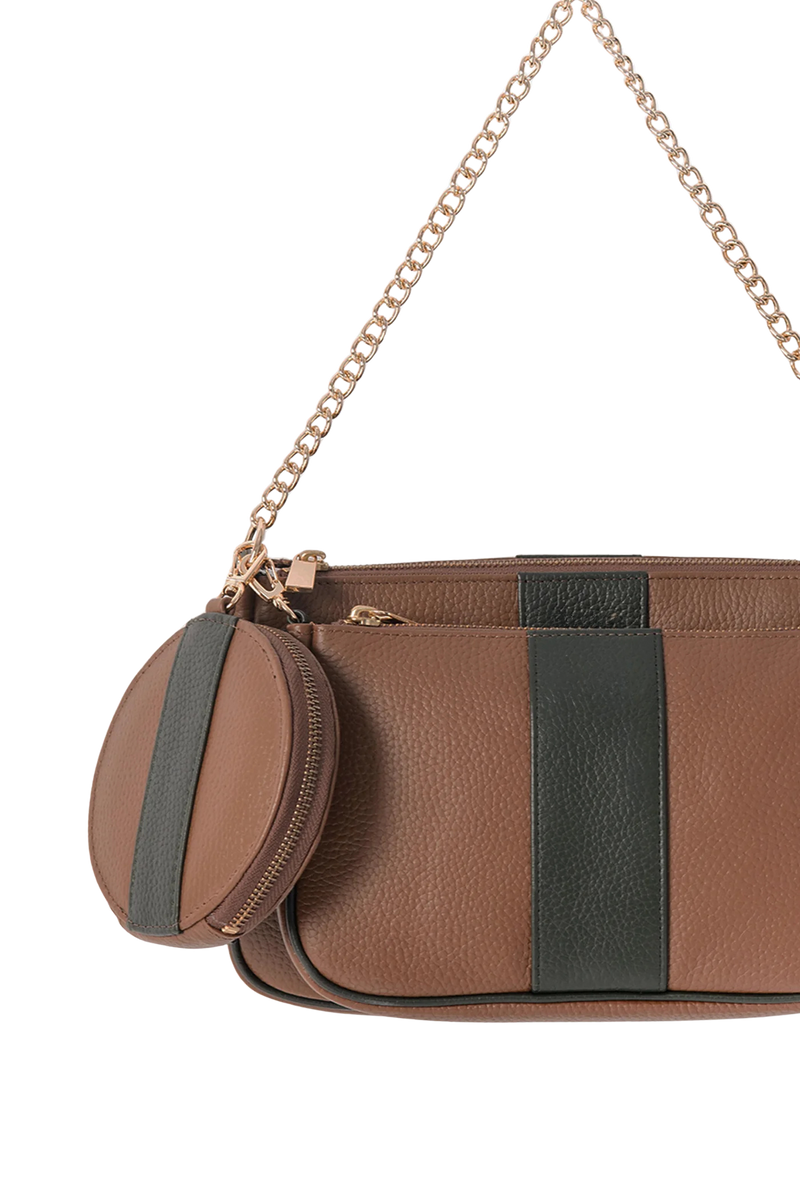 Casnom Ladies Brown and Black Leather Bag