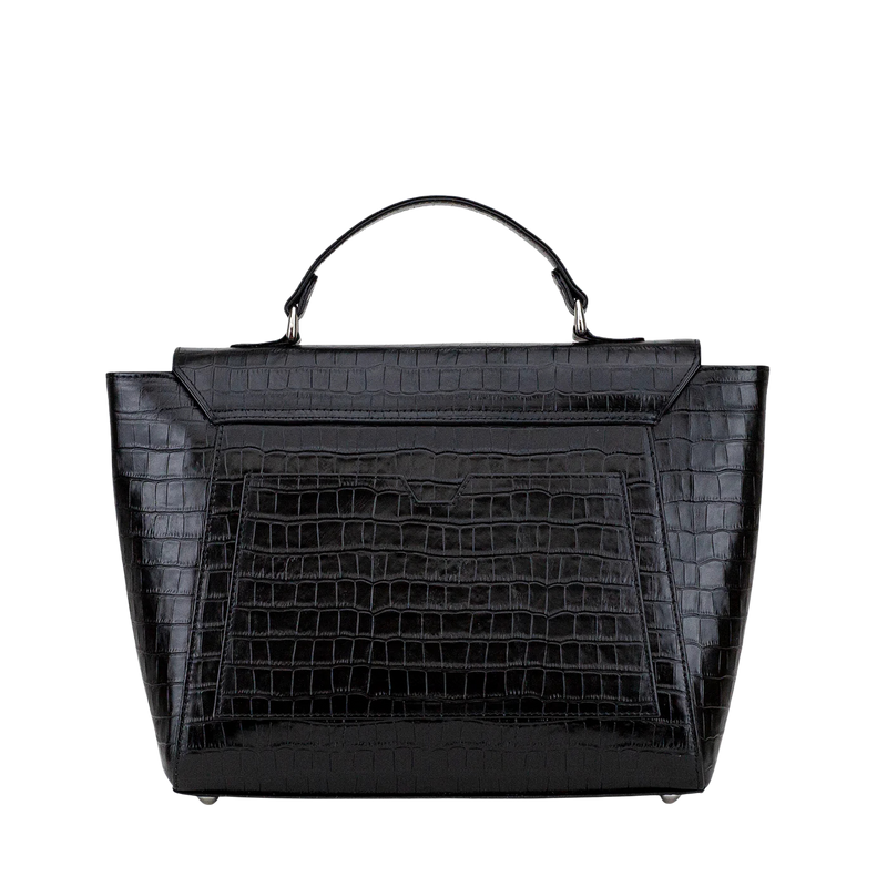 Casnom Ladies Leather Black Hand Bag