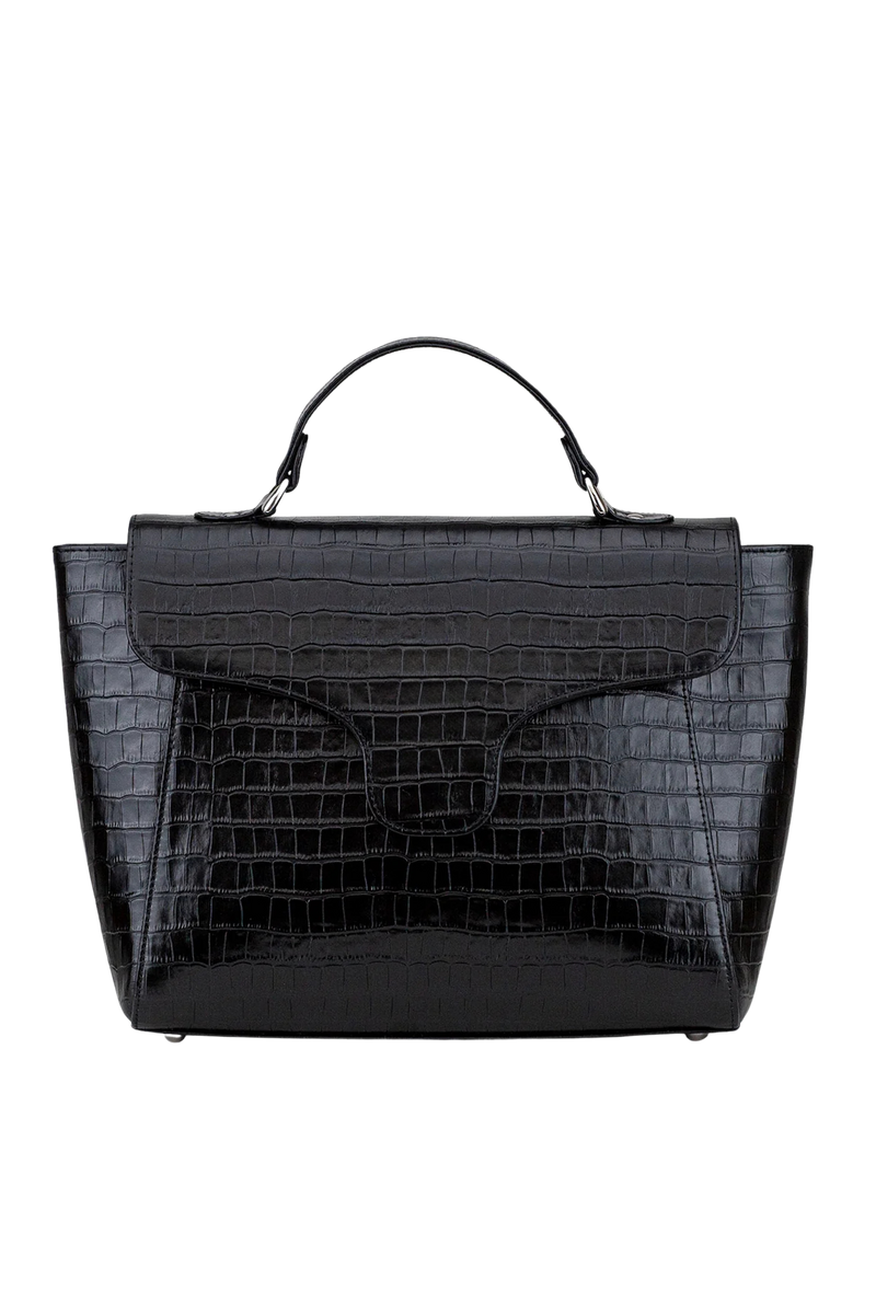 Casnom Ladies Leather Black Hand Bag