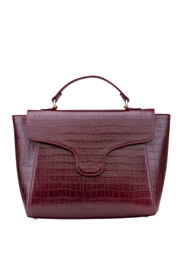Casnom Deep, Brownish-Red Ladies leather Hand Bag